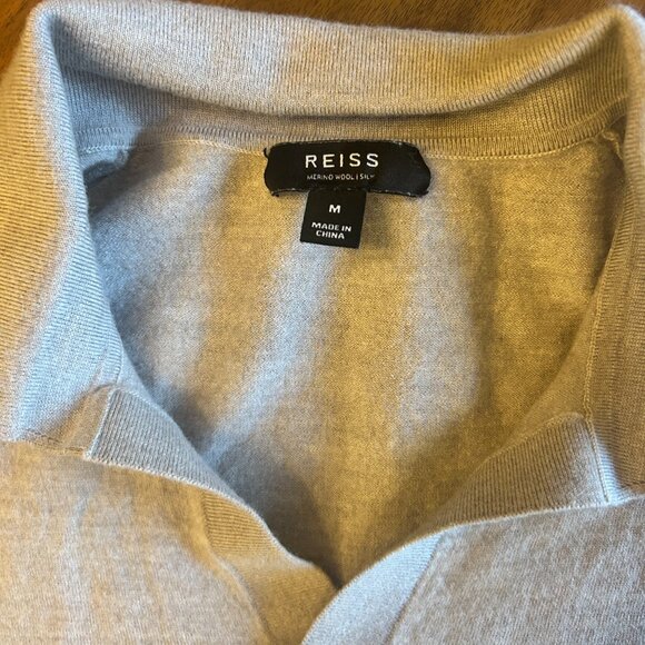 Mens Reiss Oatmeal Merino Wool Johnny Collar Size Small - Picture 4 of 5